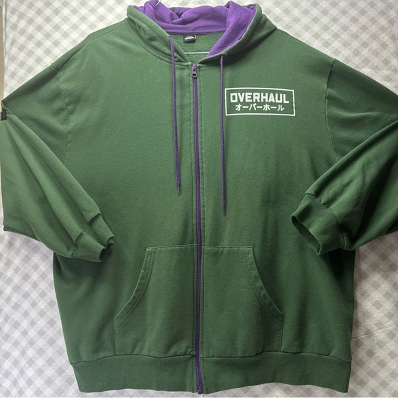 My Hero Academia Mens Hoodie Green Long Sleeves Graphic Back Full Zip Size 3XL - Picture 1 of 7